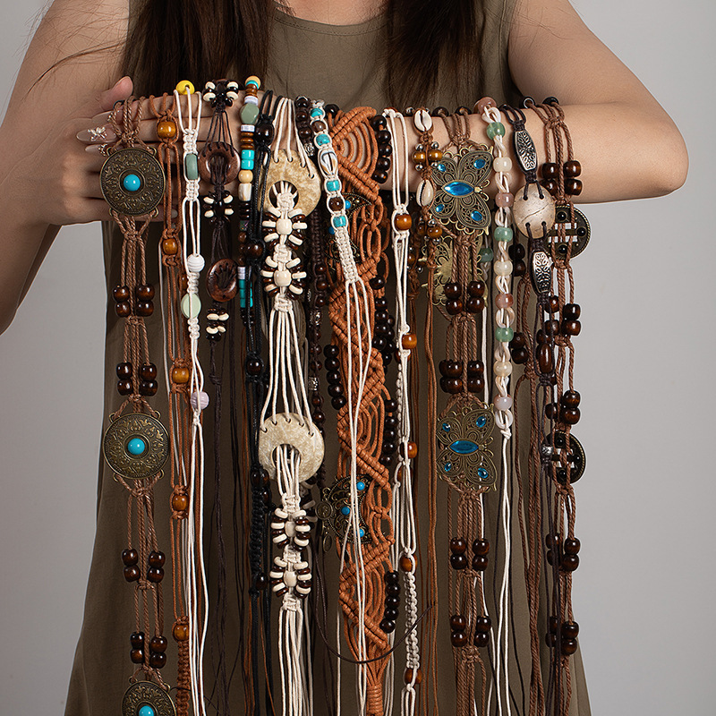 Versatile Woven Tassel Belt Bohemian Resort Style Women's Waist Decoration Exotic Korean Style Women's Casual Waist Chain