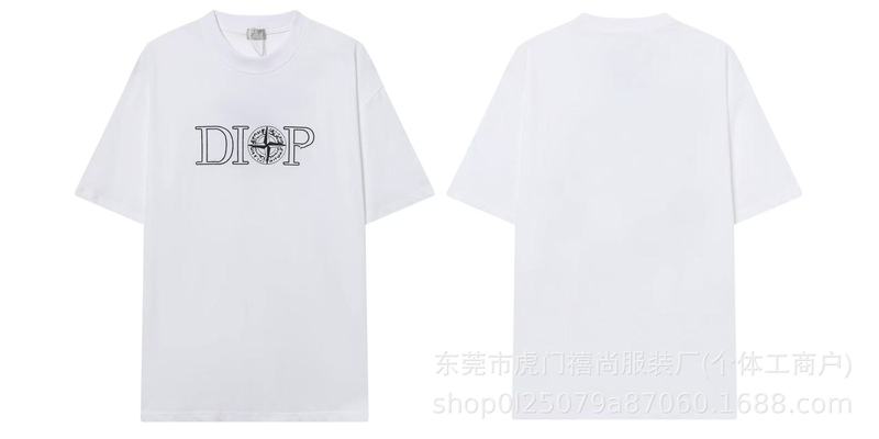 跨境25ssD家刺绣logo宽松纯棉短袖男女同款圆领T恤透气休闲百搭|undefined