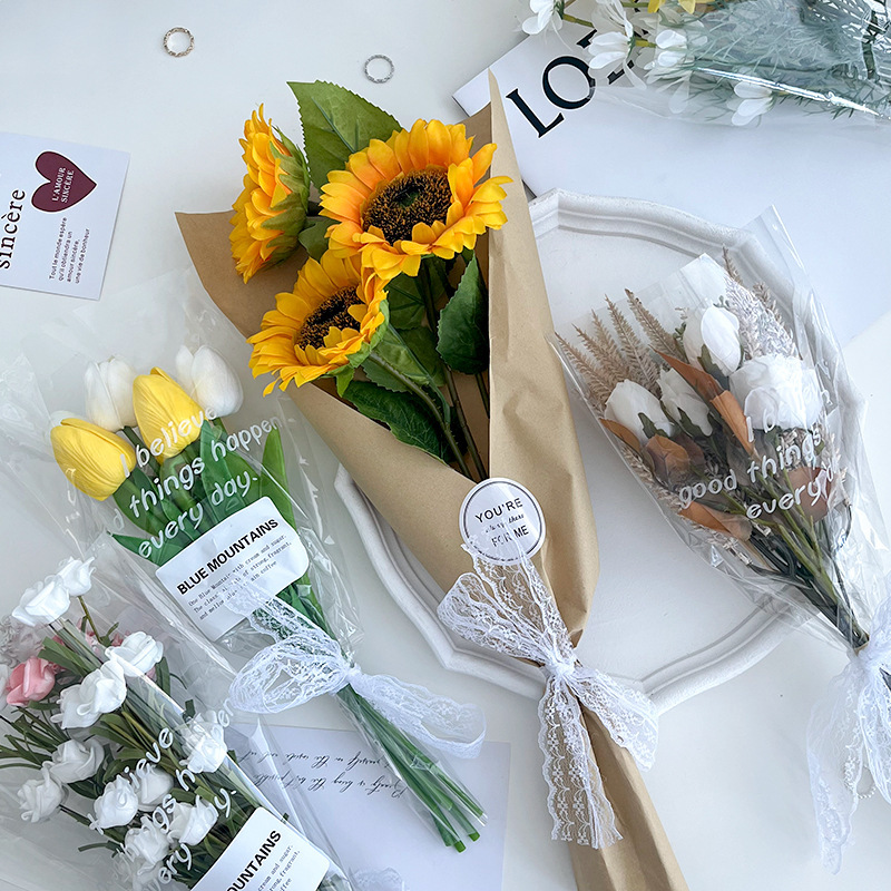 Ins Decorative Ornaments Sunflower Tulip Rose Flower Bouquet Photography Photo Studio Props Styling Artificial