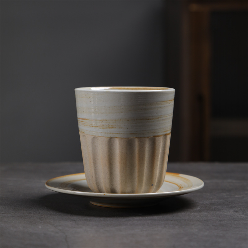 Estilo japonés vintage de cerámica taza de café y platillo traje creativo regalo taza de té de la tarde taza de café de gres