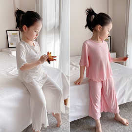 2026睡衣女童冰丝套装薄款儿童家居服夏季中小童空调服夏季新款女