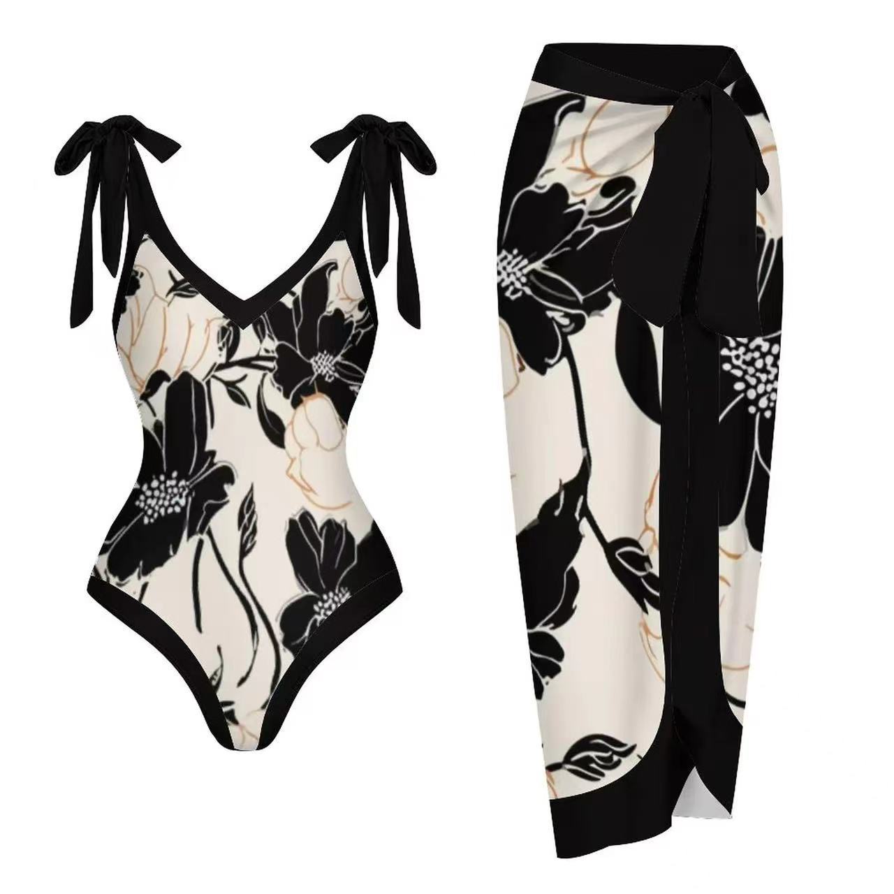 Women's Classic Style Printing Solid Color 2 Pieces Set One Piece Swimwear display picture 21