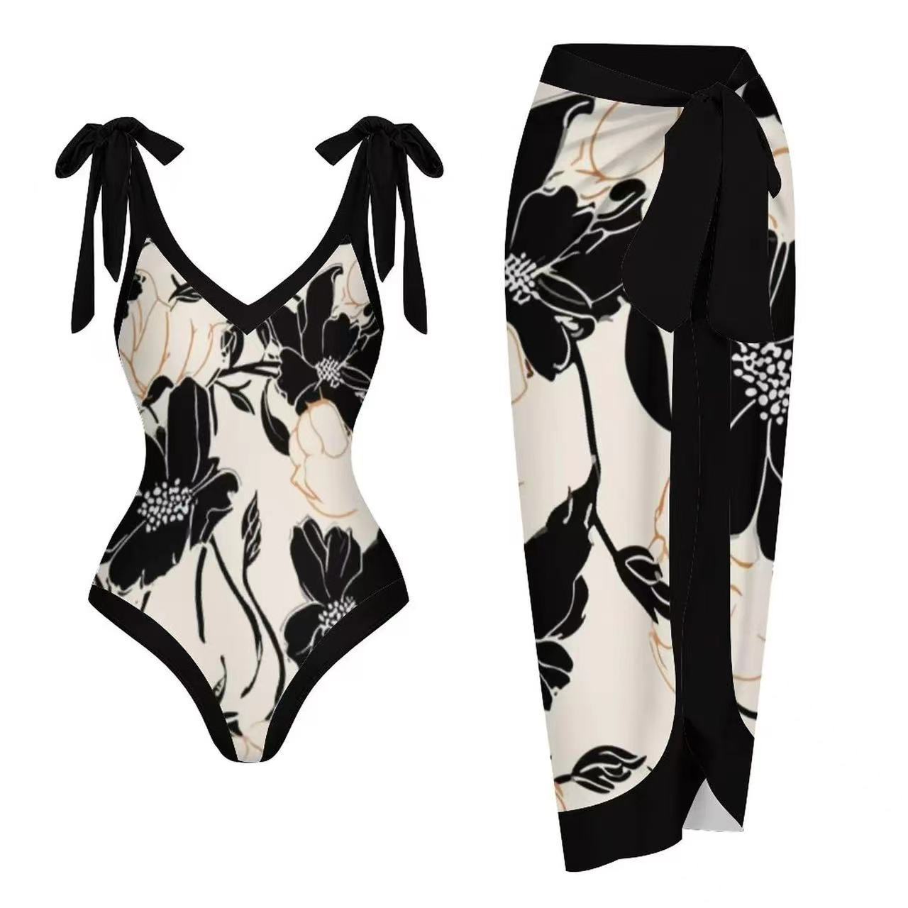 210g Weight Sleeveless Sleeve Length Nylon, Polyester Fabric Type Regular Top Length One-pieces Tops Type 2 Pieces Set Quantity Swimming Pool Occasion V Neck Neckline Slim Fit Type Printing, Solid Color Pattern Women's Gender Classic Style Style Women's Classic Style Printing Solid Color 2 Pieces Set One Piece Swimwear 20