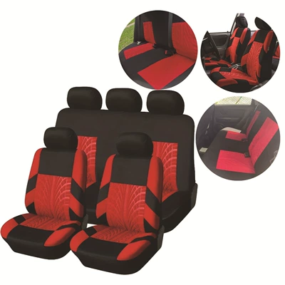 seat cover four seasons general-purpose – Universal seat cover - black-and-red-press-9-piece-set-with-5-seats-general