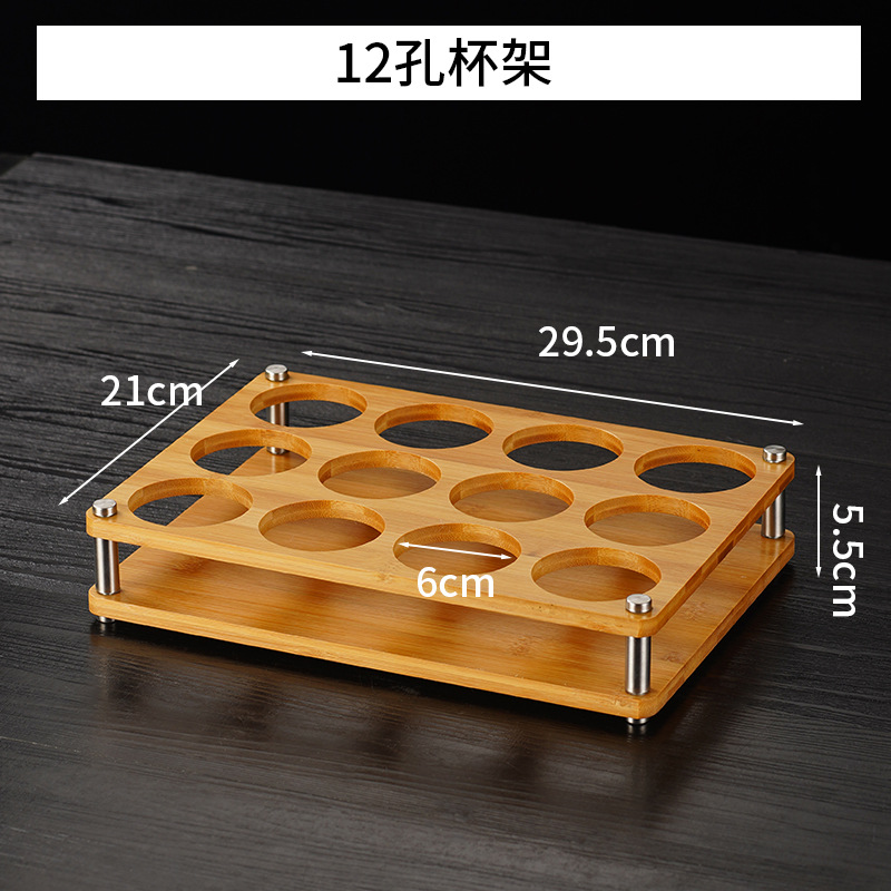 Portavasos de estante de vino creativo del hogar portavasos de madera de bambú copa de vino blanco pequeña taza de vino bandeja de almacenamiento estante de taza de espíritus