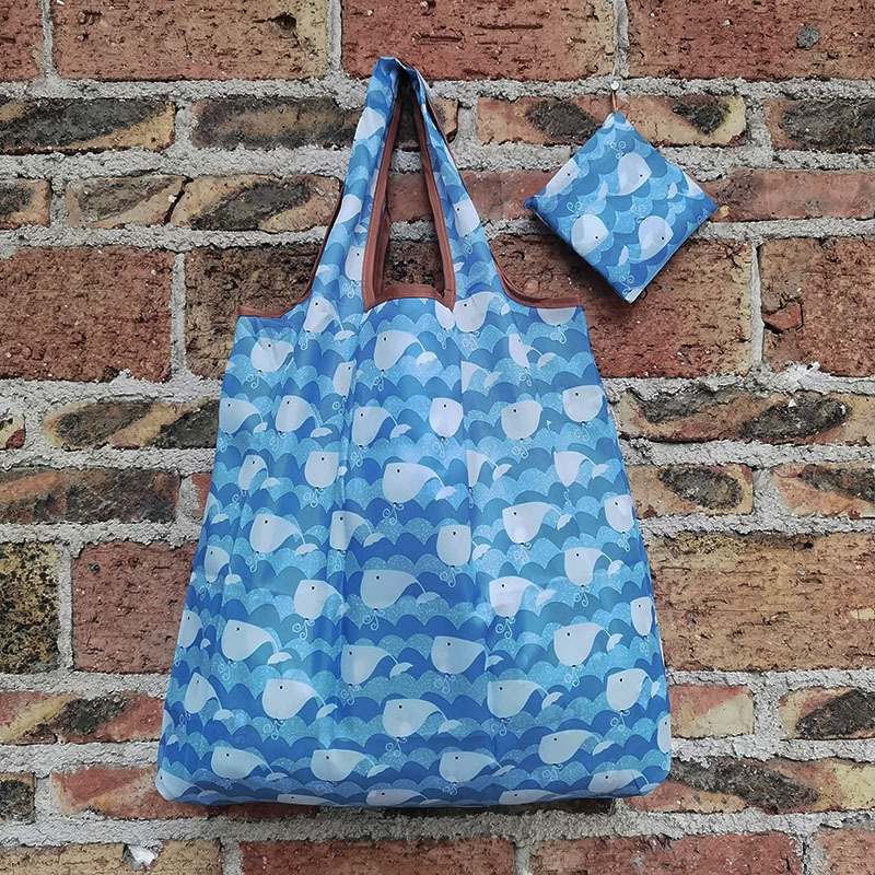 Bolso de compras de supermercado mediano de dibujos animados bolso verde bolso de moda bolso de compras plegable Portátil Bolsa de nylon impermeable image 56