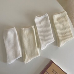 Minimalist solid color crew socks made of pure cotton, breathable, trendy, white, versatile, thin, black JK socks