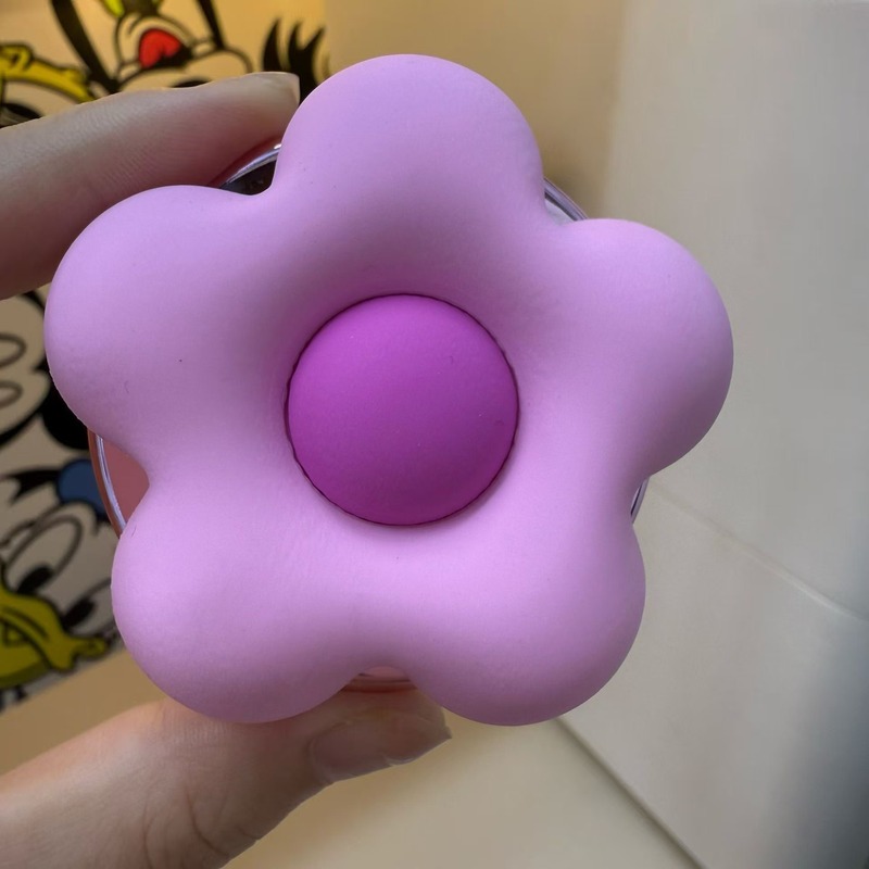 泡泡PPS蜜萝紫粉色立体花朵硅胶磁吸啪嗒气囊手机伸缩折叠支架|undefined