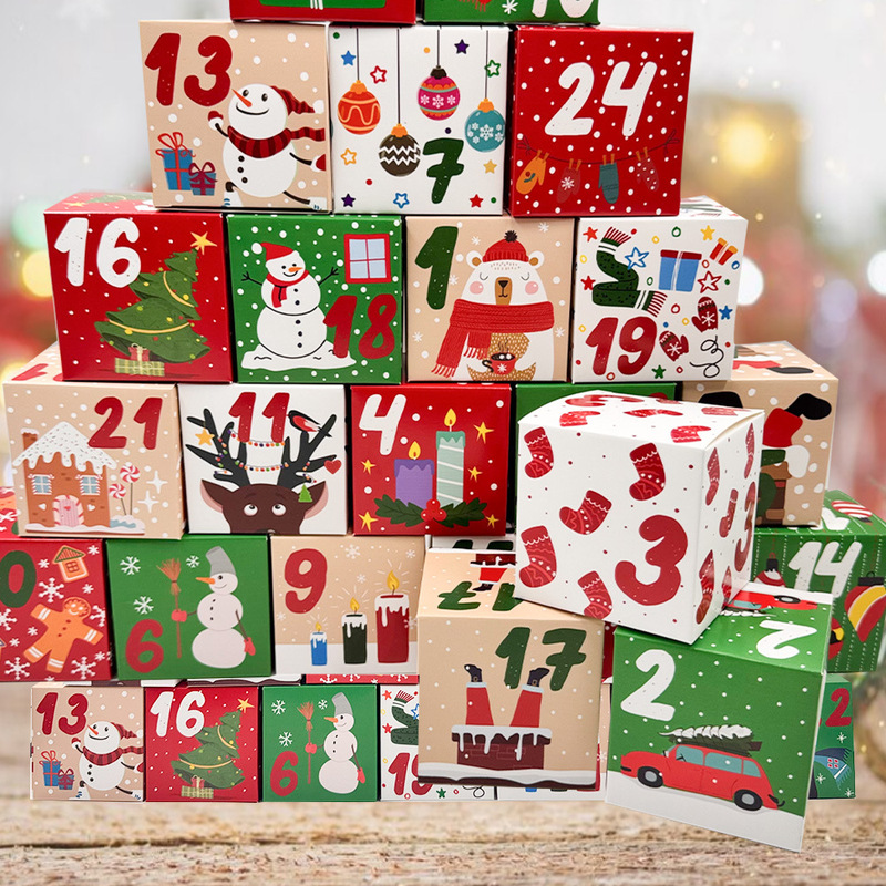 クリスマス新作ギフトキャンディー箱7cm角箱クリスマス祭り降臨歴1-24包装紙箱現物|undefined
