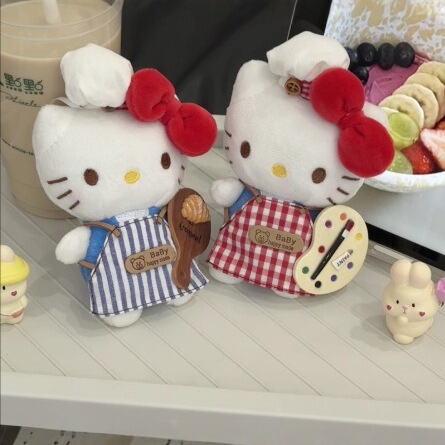 可爱围裙眼镜毛绒挂件厨师帽创意少女心公仔玩偶包包挂饰钥匙扣|undefined