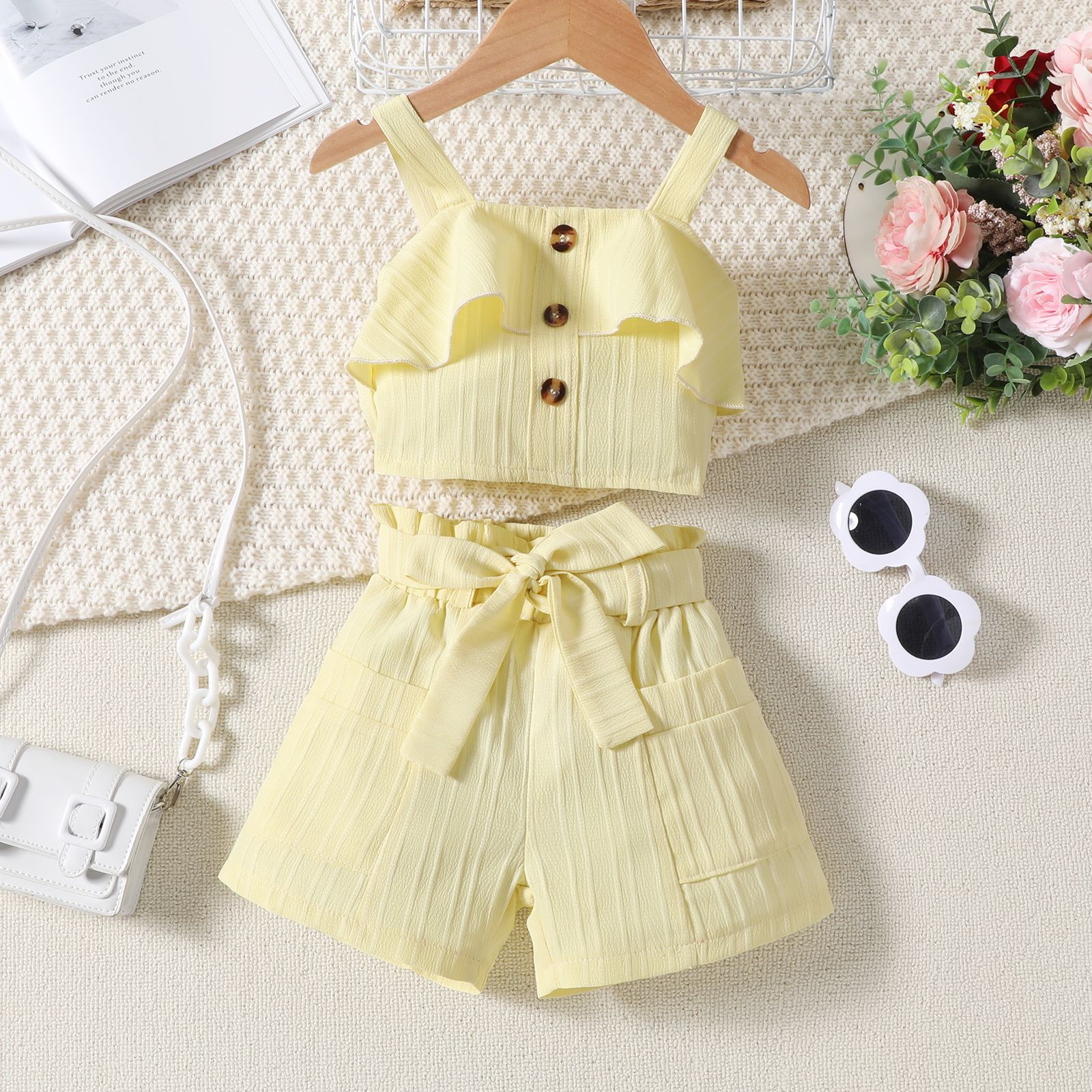 Cute Solid Color Bow Knot Cotton Girls Dresses display picture 3