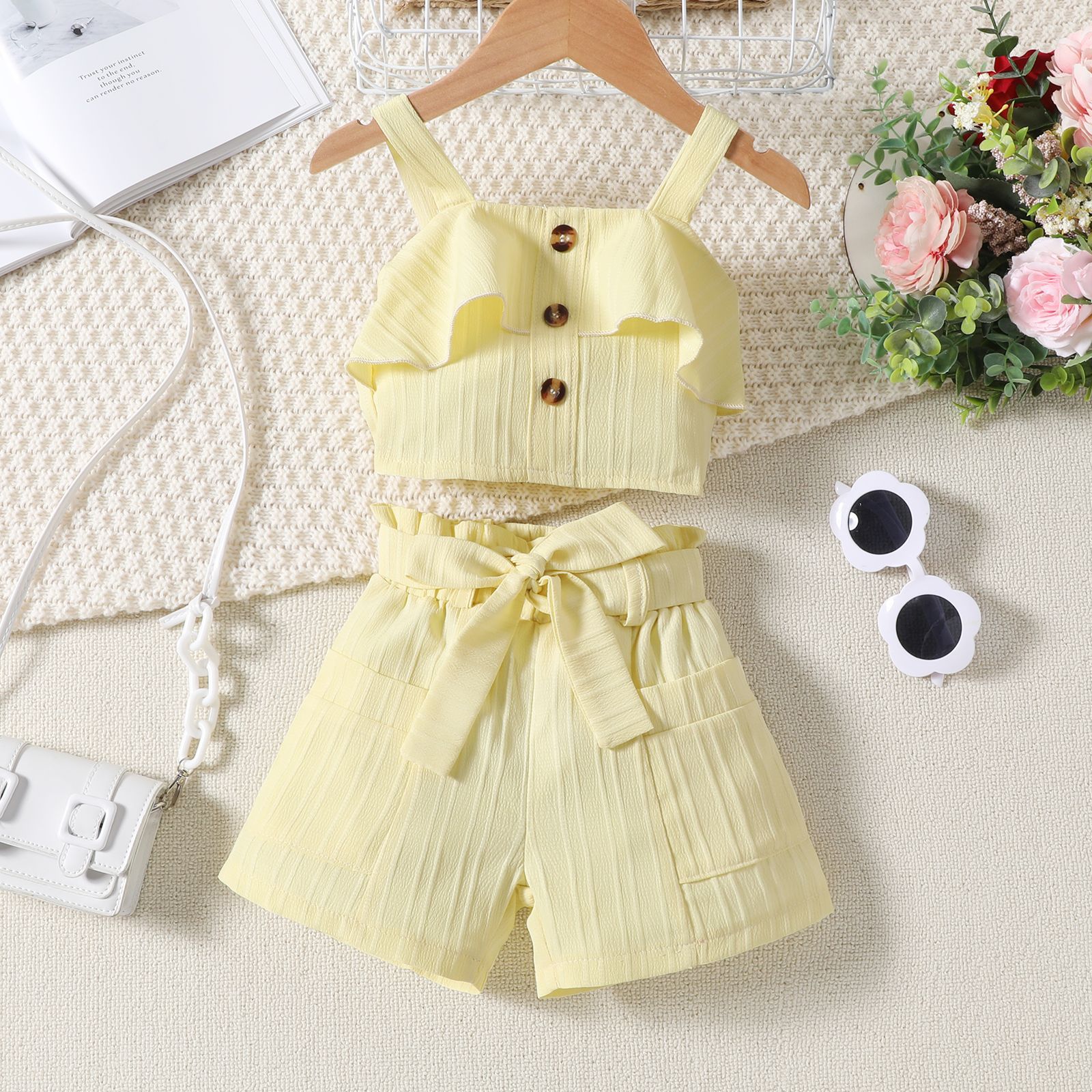 Cotton Fabric Type Cute Solid Color Bow Knot Cotton Girls Dresses