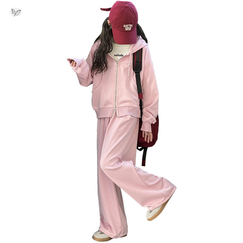 女童运动套装春秋款2025年新款中大童卫衣开衫阔腿裤两件套早秋潮|undefined