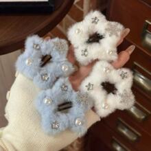 浪漫旋律~冬日毛绒雪花星星发夹女侧边夹甜美可爱韩系发卡刘海夹