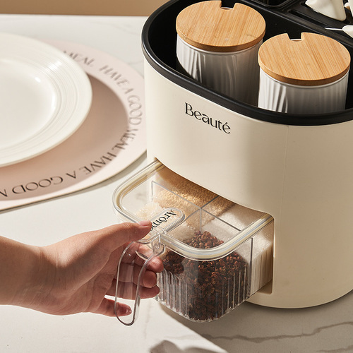 Multi-functional kitchen storage rack, chopstick barrel, seasoning box, seasoning jar, kitchen large-capacity rotating knife holder