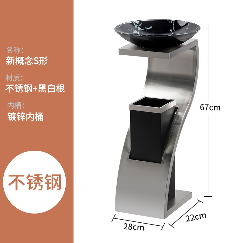 Vestíbulo del hotel comercial basura con cenicero de acero inoxidable mármol centro comercial ascensor vertical al aire libre cubo humo