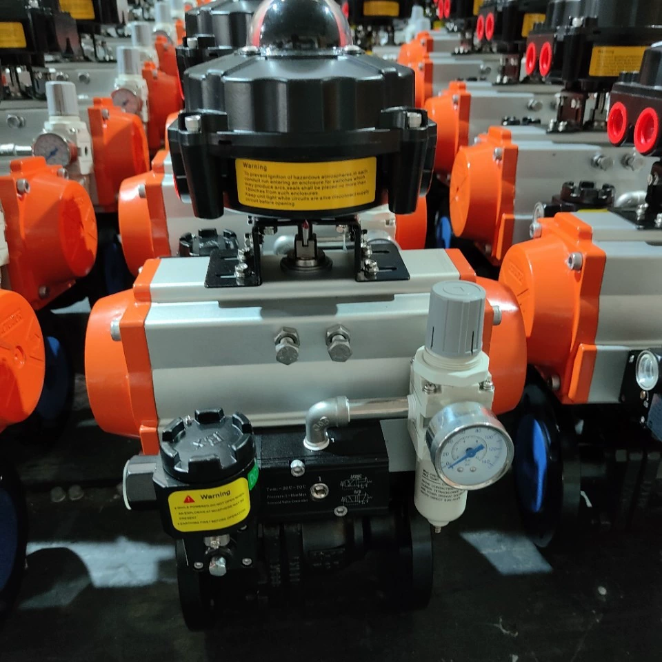 Пневматический взрывозащищенный запорный клапан Пневматический шаровой клапан одностороннего действия, нормально закрытый пневматический клапан из углеродистой стали, шаровой клапан для химической промышленности на высокой платформе