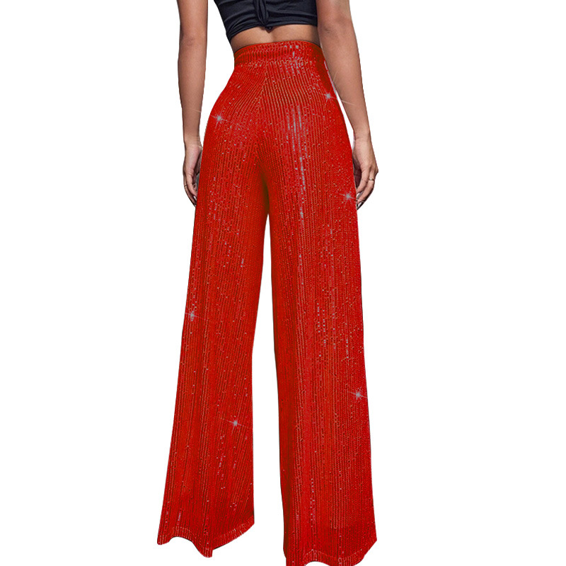 Women's Party Street Fashion Solid Color Full Length Sequins Casual Pants display picture 25