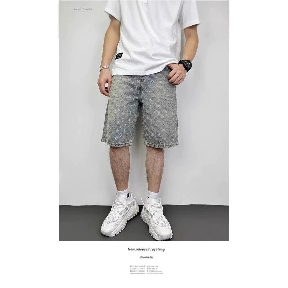 Джинсовые шорты для мальчиков летние комбинезоны свободные прямые брюки