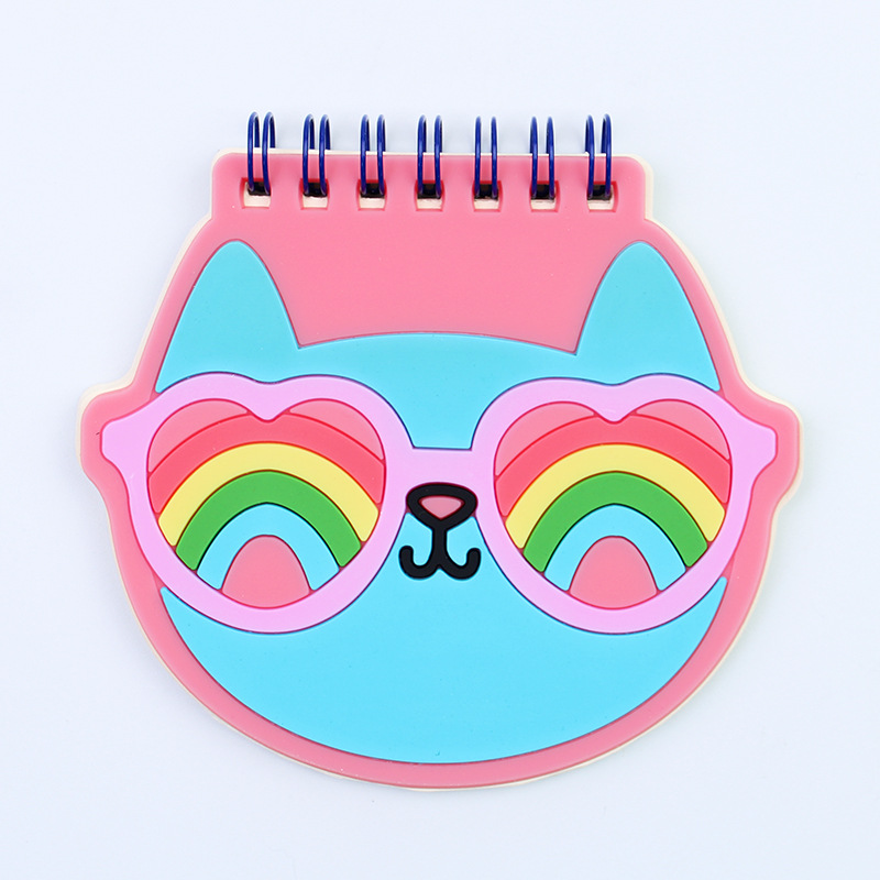 Cubierta de silicona pequeña bobina libro mini dibujos animados especial en forma de cuaderno papelería creativa forma de animal lindo con pluma