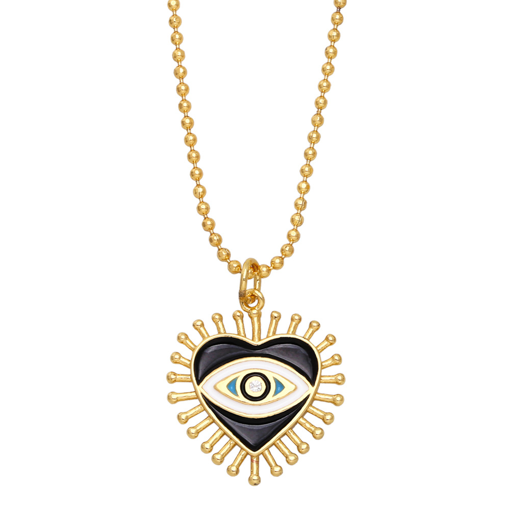 Fashion Devilu0027S Eye Heart Shape Copper Pendant Necklace Enamel Copper Necklaces