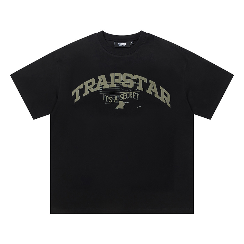 Venta al por mayor trampa gradiente letra cabeza de tigre manga corta europea y americana alta calle moda marca trampa estrella impresa camiseta suelta estrella