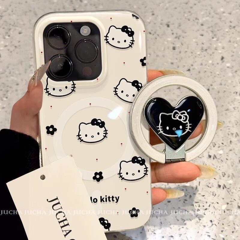 Cartoon Black Kitty Cat Magnetic Suction Suitable for Apple Iphone17 Mobile Phone Case 16/15/Promax Soft 14/13