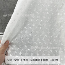 厂家供应全棉镂空打孔蕾丝绣花布 水溶棉布刺绣服装绣花面料现货