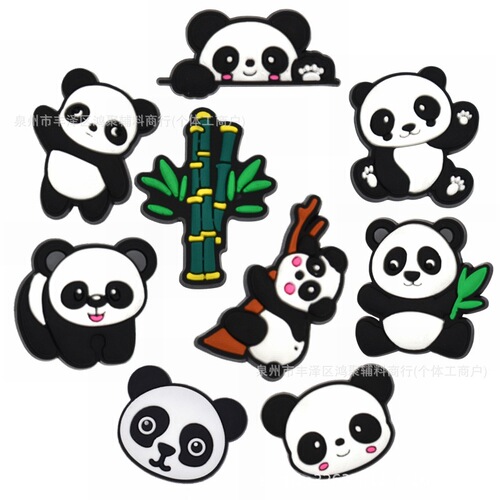 Cartoon Panda Shoes Hole Hole Shoes Accessory DIY Removable Lazy Person Shoelace Clips Slippers Shoelace Decorative Clips Cross-border