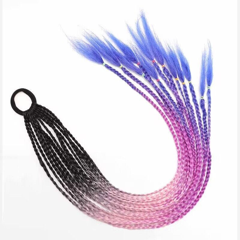 Trenza de tres hilos colorida Trenza sucia Africana Peluca de cola de caballo Color degradado Trenza pequeña Extensión de cabello de fibra química Trenza de 24 pulgadas en stock