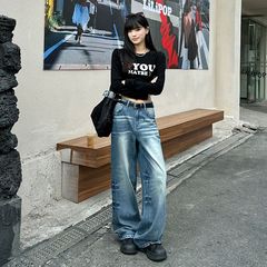 American retro｜Washing process｜Loose fit｜Trousers｜Extended｜Wide-legged jeans