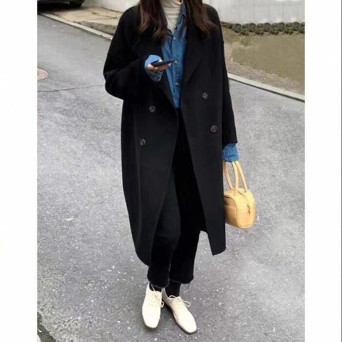 小香风加绒加厚毛呢大衣女中长款秋冬新款洋气名媛小个子呢子外套|undefined