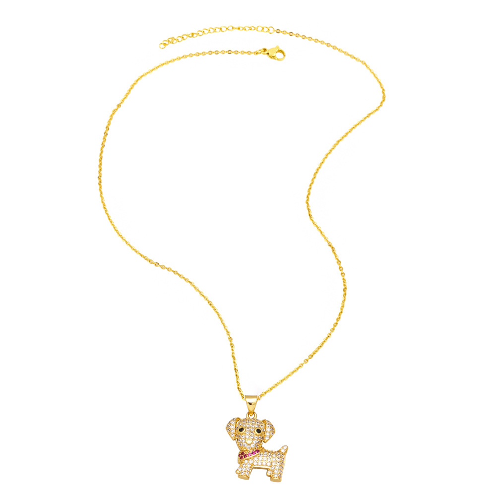 Fashion Dog Cat Copper Pendant Necklace Inlay Zircon Copper Necklaces