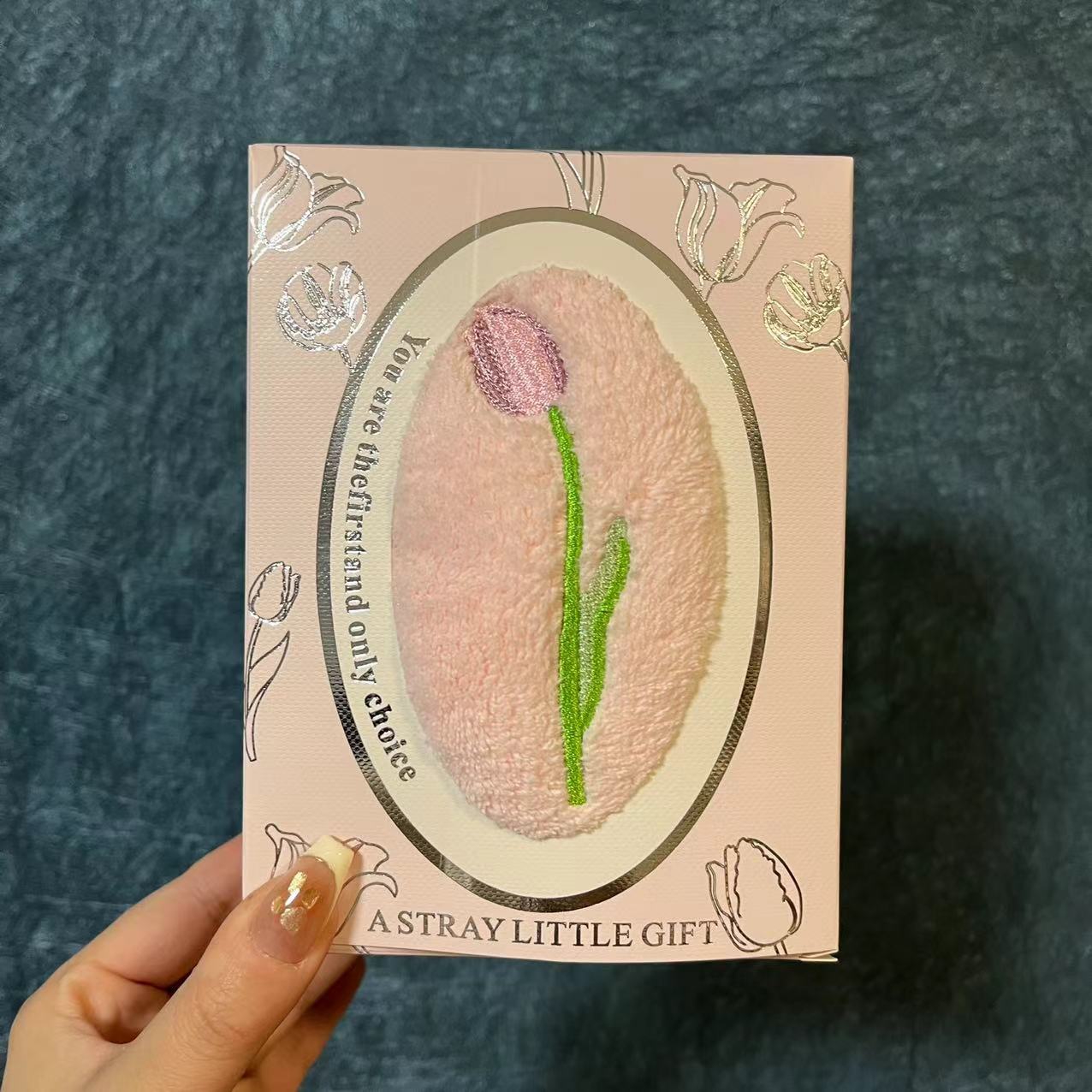 34*74 핑크 튤립 수건 + 핑크 선물 상자