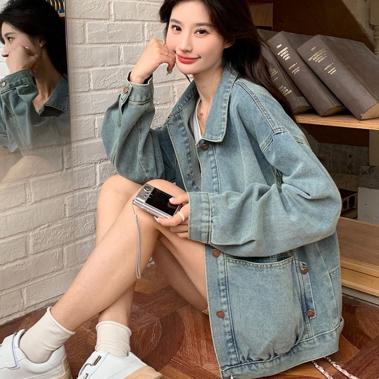 复古牛仔外套女2025春秋新款韩版慵懒风小个子宽松休闲夹克短上衣|undefined