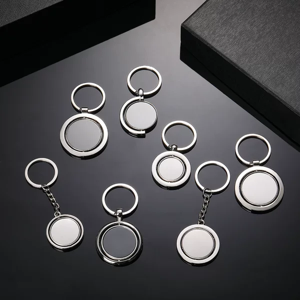 Personalized fashion simple key chain rotating round key chain can be laser lettering a variety of styles and specifications