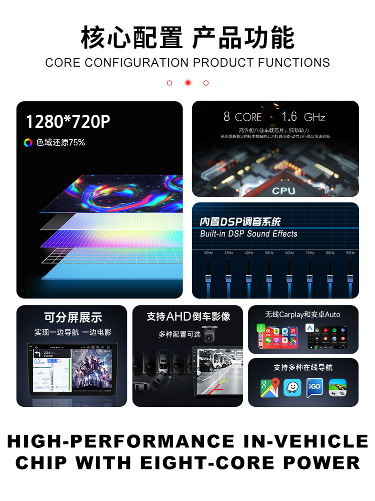 Cross-border car navigation 4G eight nuclear Netcom HC8581 wireless carplay auto Android universal navigation