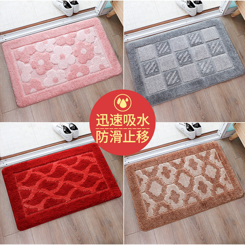 Flocked carpet mat at the entrance door, bathroom, and shower room for absorbing water and anti-slip. Door mats for bedroom and kitchen entrances.