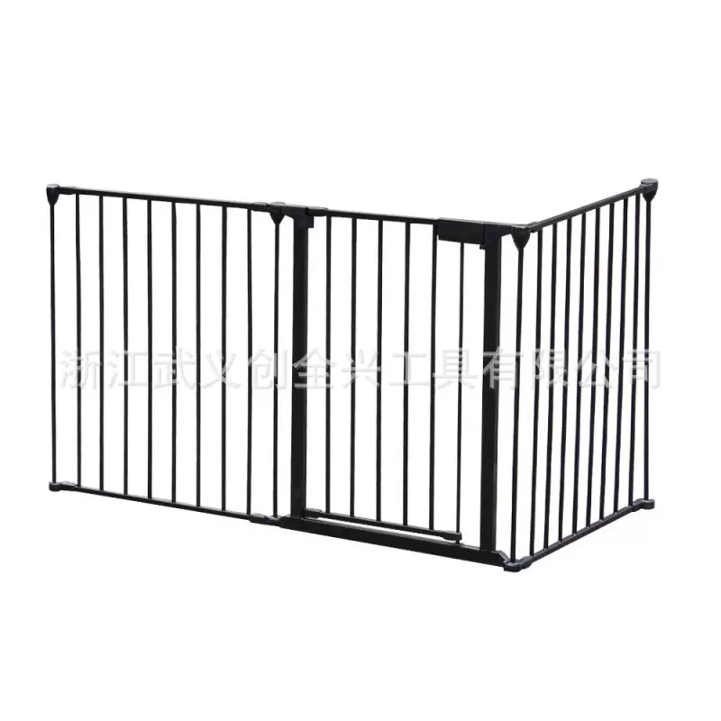 直销3片家用壁炉围栏防火栅栏宠物门栏防护栏火炉安全围栏 黑色铁