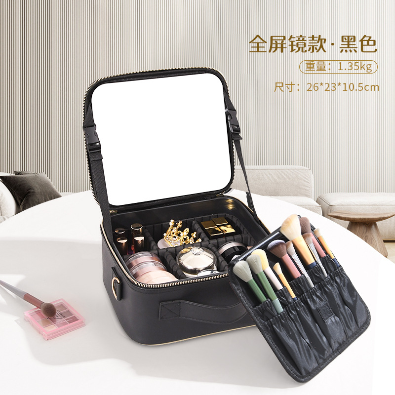 Bolsa de cosméticos para mujeres 2023 nueva caja de almacenamiento de espejo cosmético maleta de alta calidad portátil integrada de gran capacidad con luz LED