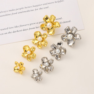 High-end Retro Ancient Gold Metal Button Modern Irregular Jeans Bag with Eye Button