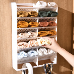 Sock organizer, underwear and pants storage box, divided hanging wall-mounted no-drill wardrobe dorm gadget