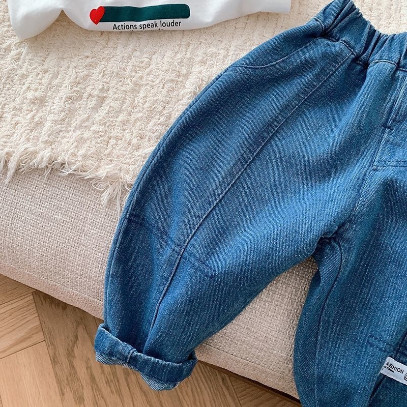 Nuevos pantalones infantiles de primavera y otoño jeans para niños pequeños y medianos pantalones casuales de color sólido Harlan