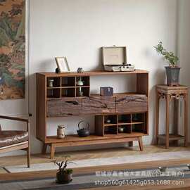 老榆木博古架客厅小户型茶具茶叶收纳架客厅玄关隔断置物架餐边柜