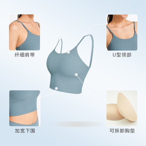 European and American cross-border new spring and summer women's yoga tops fitness running sports bras ribbed tank top yoga backless top