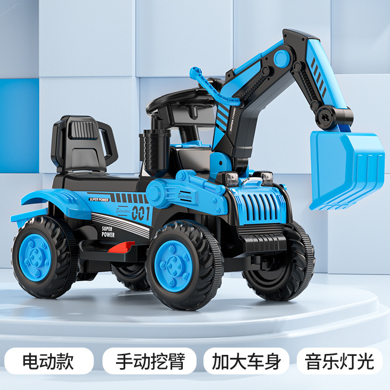 Excavadora de juguetes eléctricos para niños 1 - 5 años de edad coche de ingeniería puede sentarse en excavadora eléctrica de control remoto grande