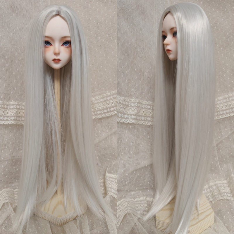 BJD doll wig men's and women's mid-length long straight hair 3-point 4-point Ye Luoli Barbie doll high temperature silk full top head cover