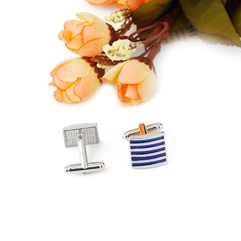 New Square Diamond Crystal Cufflinks French Striped Shirt cufflinks_voghion.com