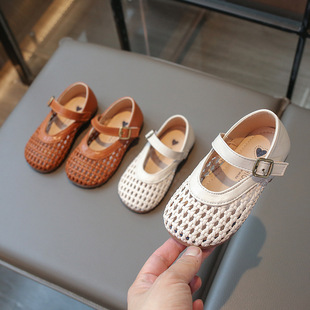 2025 Spring Summer Autumn New Princess Shoes Fashion Children's Shoes Indoor and Outdoor Women's Single-layer Shoes Mesh Hollow Shoes All-match Soft Sole