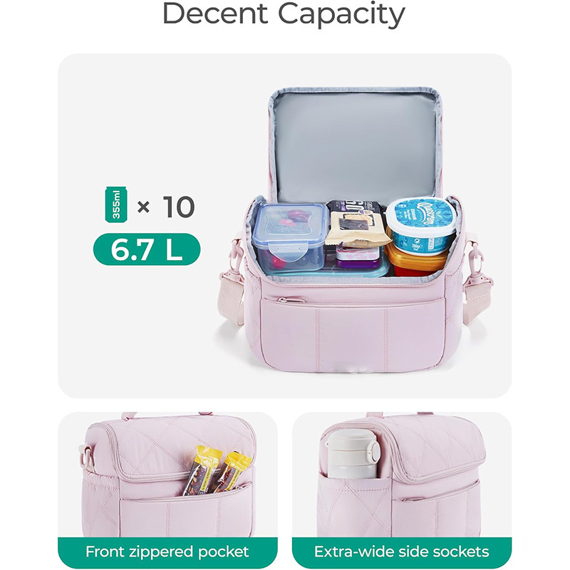 Amazon nueva bolsa de almuerzo de aislamiento de damas adorable caja de almuerzo acolchada bolsa de almuerzo ligera esponjosa impermeable